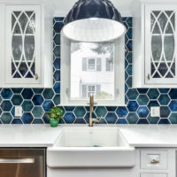 6" Hex Blue Lagoon Kitchen
