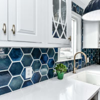6" Hex Blue Lagoon Kitchen